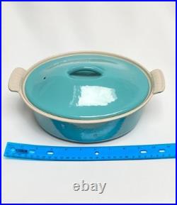Le Creuset vintage #22 Turquoise/Aqua Enameled cast iron Baking dish & Lid RARE