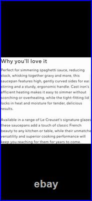 Le CreusetNew1.75QtSignatureSaucePanEnameled Cast IronProvenceColor