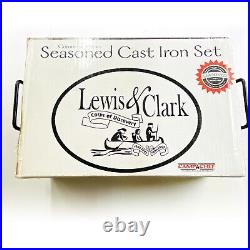 Lewis & Clark 859007, Cast Iron Dutch Oven Flat Grill, Skillet with Steel Grub Box