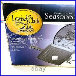 Lewis & Clark 859007, Cast Iron Dutch Oven Flat Grill, Skillet with Steel Grub Box