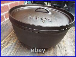 Lodge 12 CO, 12 Cast Iron short Camp / Dutch Footed Oven, Restored