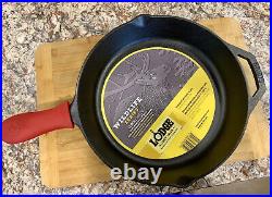 Lodge 12 Elk Cast Iron Skillet with Red Silicone Handle NWT Wildlife Series HTF