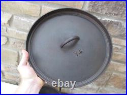 Lodge #14 Cast Iron Shallow Camp Dutch Oven Raised Numbers Older Cookware