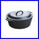 Lodge 7 Quart Pre Seasoned Cast Iron Dutch Oven with Loop Handles Black