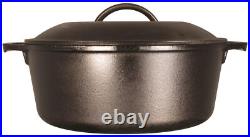 Lodge 7 Quart Pre Seasoned Cast Iron Dutch Oven with Loop Handles Black