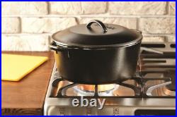 Lodge 7 Quart Pre Seasoned Cast Iron Dutch Oven with Loop Handles Black