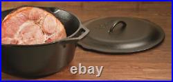 Lodge 7 Quart Pre Seasoned Cast Iron Dutch Oven with Loop Handles Black