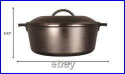 Lodge 7 Quart Pre Seasoned Cast Iron Dutch Oven with Loop Handles Black