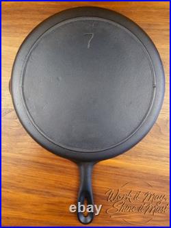 Lodge #7 Vintage Restored Cast Iron Skillet 3-Notch Logo