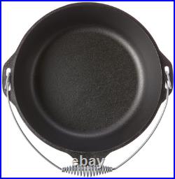 Lodge 9 Quart Cast Iron Dutch Oven. Pre Seasoned Cast Iron Pot and Lid with Wire