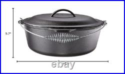 Lodge 9 Quart Cast Iron Dutch Oven. Pre Seasoned Cast Iron Pot and Lid with Wire