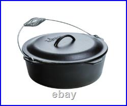 Lodge 9 Quart Seasoned Cast Iron Camp Dutch Oven With Bail Handle