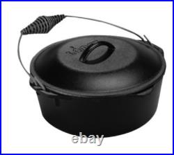 Lodge 9 Quart Seasoned Cast Iron Camp Dutch Oven With Bail Handle