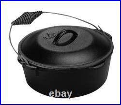 Lodge 9 Quart Seasoned Cast Iron Camp Dutch Oven With Bail Handle