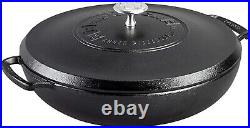 Lodge Blacklock Triple Seasoned Cast Iron Braiser with Lid, 4 Quart New