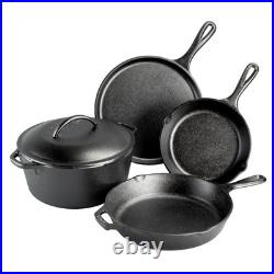 Lodge Cast Iron 5-Piece Set, Pre-Seasoned Skillets, Griddle & Dutch Oven