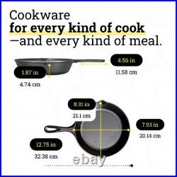 Lodge Cast Iron 5-Piece Set, Pre-Seasoned Skillets, Griddle & Dutch Oven
