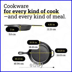 Lodge Cast Iron 5-Piece Set, Pre-Seasoned Skillets, Griddle & Dutch Oven