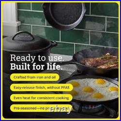 Lodge Cast Iron 5-Piece Set, Pre-Seasoned Skillets, Griddle & Dutch Oven