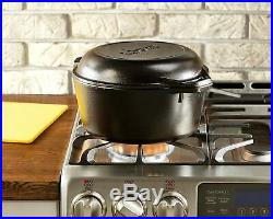 Lodge Cast Iron 5 Qt Double Dutch Oven Pot Casserole Skillet Induction Cookware