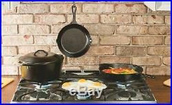 Lodge Cast Iron 5 Qt Double Dutch Oven Pot Casserole Skillet Induction Cookware