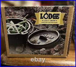 Lodge Cast Iron Camp Dutch Oven #6 1 quart 3 leg + lid new in box discontinued