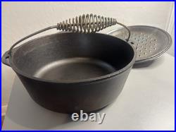 Lodge Cast Iron DUTCH OVEN #12 withSelf- Basting Lid USA LARGE 10 Quart