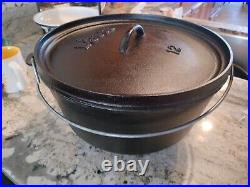 Lodge Cast Iron Dutch Oven 12 DO Stamp Made In USA Vintage 3 Legs With Handle