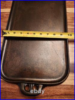 Lodge Cast Iron Long Griddle #9S, Numeric Ghost Marks, 20.25 L X 9.5 W, c1930s