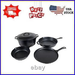 Lodge Cast Iron Seasoned 5-Piece Set with Skillet, Griddle & Dutch Oven Black