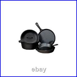 Lodge Cast Iron Seasoned 5-Piece Set with Skillet, Griddle & Dutch Oven Black