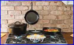 Lodge Cast Iron Seasoned 5-Piece Set with Skillet, Griddle & Dutch Oven Black