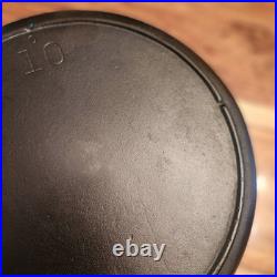 Lodge Cast Iron Skillet #10, 3-Notch, Heat Ring, MM 0 & D, 11-7/8 Dia