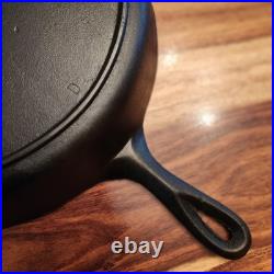 Lodge Cast Iron Skillet #10, 3-Notch, Heat Ring, MM 0 & D, 11-7/8 Dia