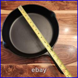 Lodge Cast Iron Skillet #10, 3-Notch, Heat Ring, MM 0 & D, 11-7/8 Dia