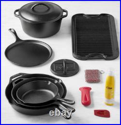 Lodge Classic Seasoned Cast Iron 8-Piece Cookware Set With Care Kit Lodge Classic Seasoned Cast Iron 8-Piece Cookware Set With Care Kit