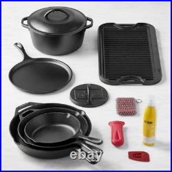 Lodge Classic Seasoned Cast Iron 8-Piece Cookware Set With Care Kit