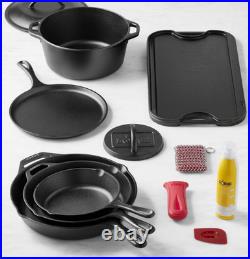 Lodge Classic Seasoned Cast Iron 8-Piece Cookware Set With Care Kit