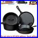 Lodge Cookware Set Black Cast Iron Round Pre-Seasoned Easy-Grip Handles 5-Piece