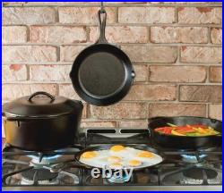 Lodge Cookware Set Black Cast Iron Round Pre-Seasoned Easy-Grip Handles 5-Piece