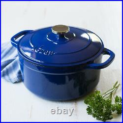 Lodge Enameled Cast Iron 5.5 Quart Dutch Oven Cookware Pot, Indigo Blue
