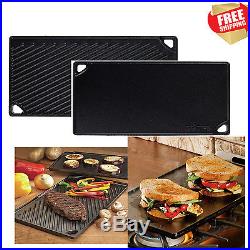 Lodge Logic Double Play Cast Iron Pre-Seasoned Reversible Griddle Grill Pan Cook