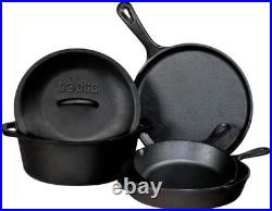 Lodge Pre-Seasoned Cast Iron 5 Piece Set, Black
