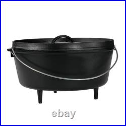 Lodge Pre-Seasoned Cast Iron Deep Camp Dutch Oven With Lid, 10 Quart