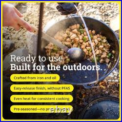 Lodge Pre-Seasoned Cast Iron Deep Camp Dutch Oven With Lid, 10 Quart