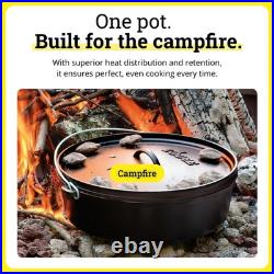 Lodge Pre-Seasoned Cast Iron Deep Camp Dutch Oven With Lid, 10 Quart