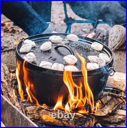 Lodge Pre Seasoned Cast Iron Deep Camp Dutch Oven with Lid 10 Qt Size 14