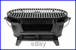 Lodge Pre-Seasoned Cast Iron Grill Outdoor Camping Hibachi Tailgating Patio