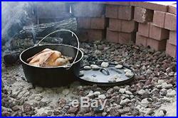 Lodge Preseasoned Cast Iron Deep Camp Dutch Oven Hot Coals USA Cookware 10 Qt