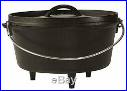 Lodge Preseasoned Cast Iron Deep Camp Dutch Oven Hot Coals USA Made Cookware 5Qt